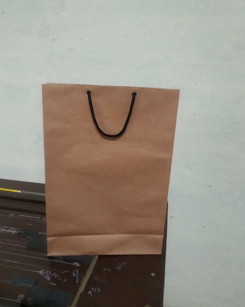 Kraft rope handle bag with a cord handle