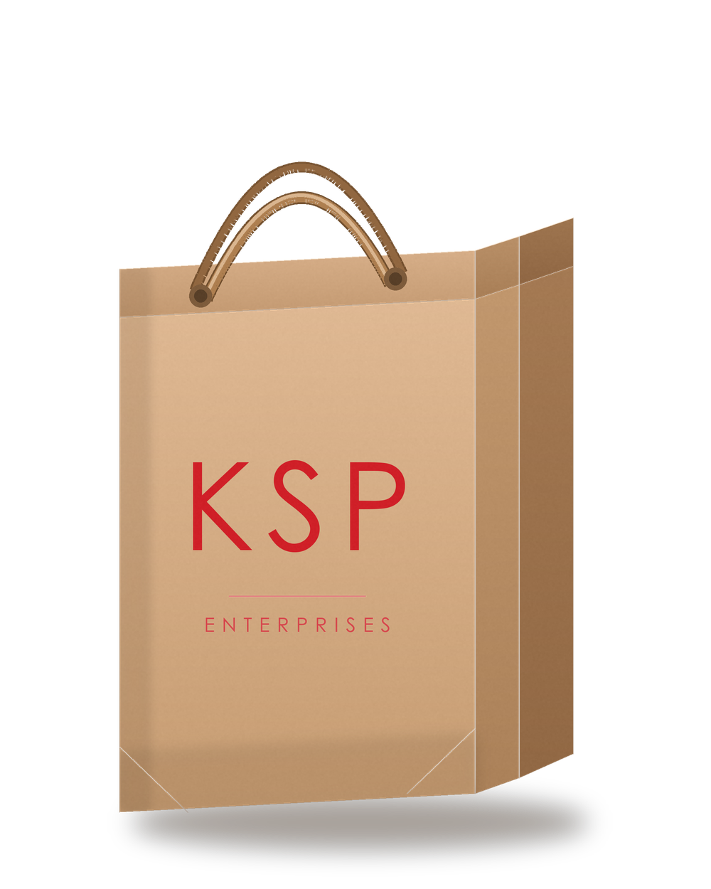 A KSP Enterprises branded kraft paper bag