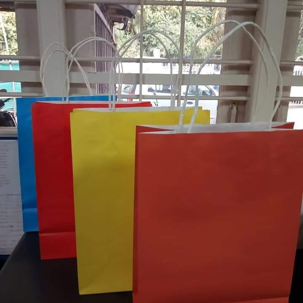 Coloured paper bags in three sizes