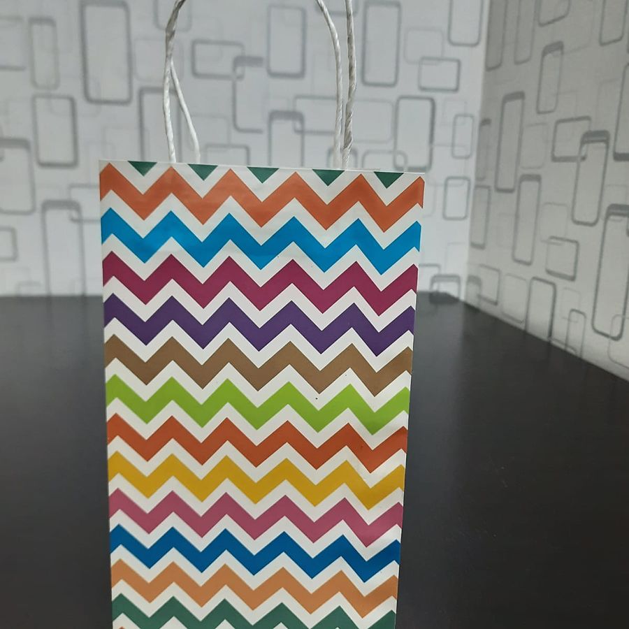 Chevron pattern printed across a paper bag