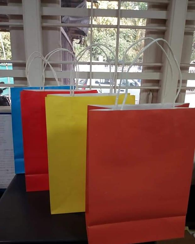 Coloured paper bags in three sizes